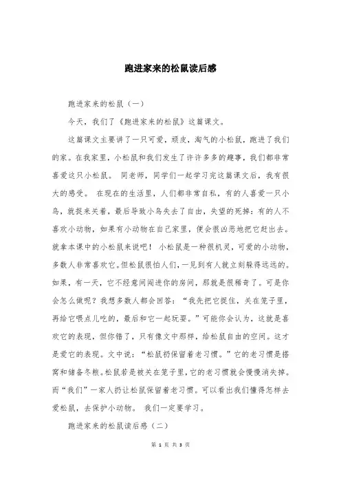 跑进家来的松鼠读后感