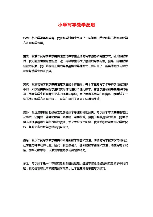 小学写字教学反思