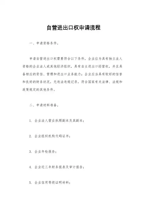 自营进出口权申请流程