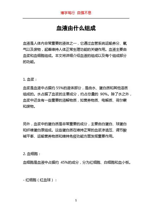 血液由什么组成