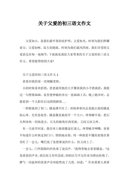 (初三作文)关于父爱的初三语文作文