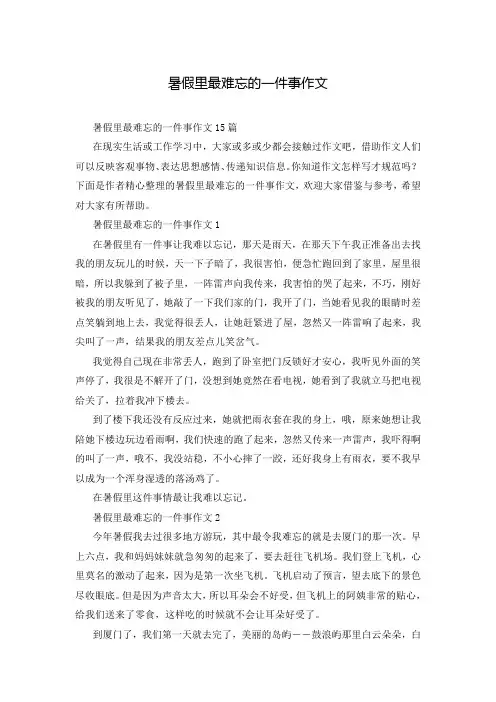 暑假里最难忘的一件事作文