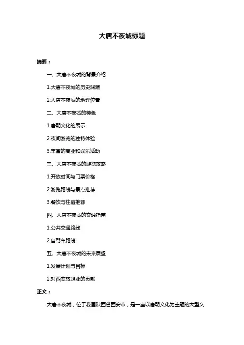 大唐不夜城标题