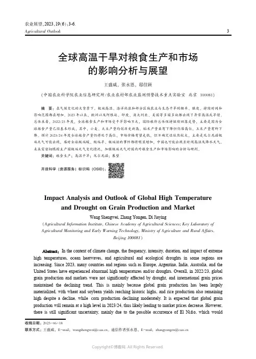 全球高温干旱对粮食生产和市场的影响分析与展望