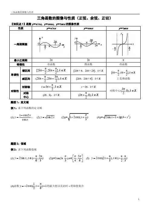 三角函数的图像与性质(名师经典总结)
