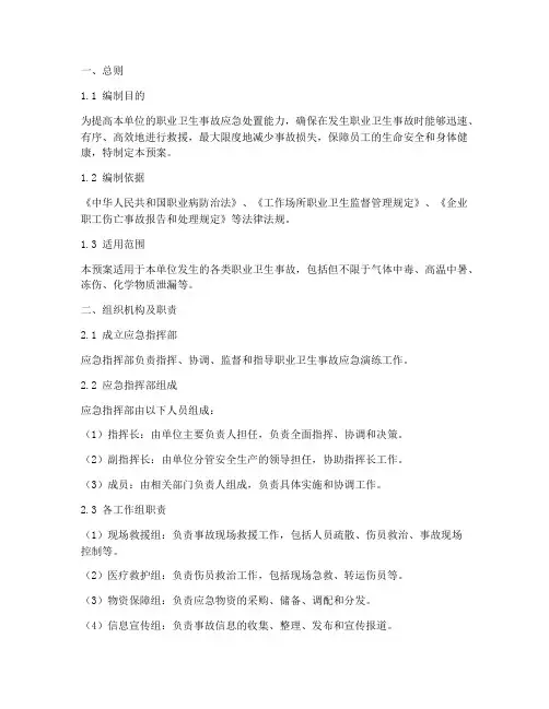 职业卫生事故应急演练预案
