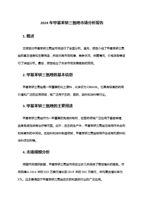 2024年甲基苯骈三氮唑市场分析报告