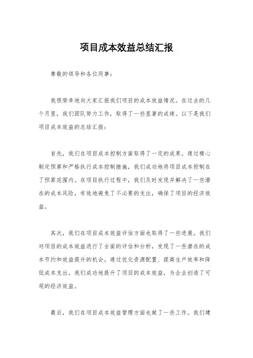 项目成本效益总结汇报