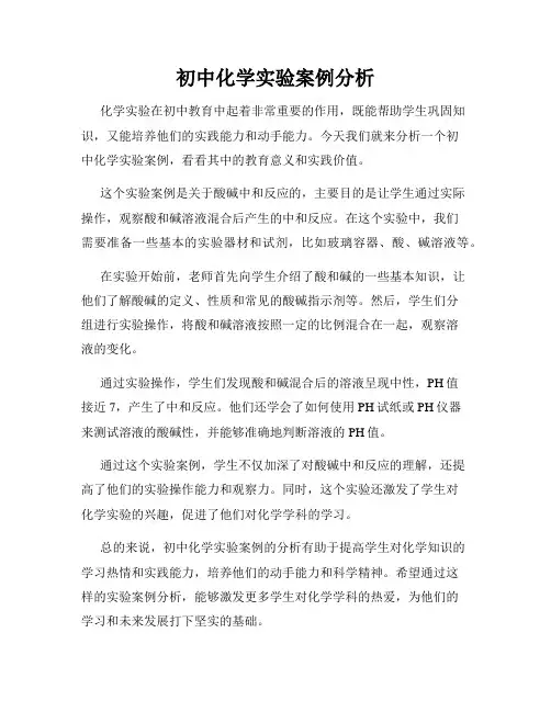 初中化学实验案例分析