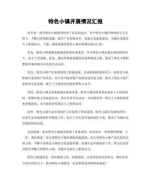 特色小镇开展情况汇报