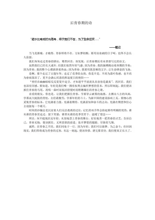 后青春期的诗