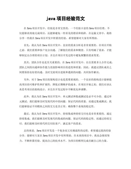 java项目经验范文