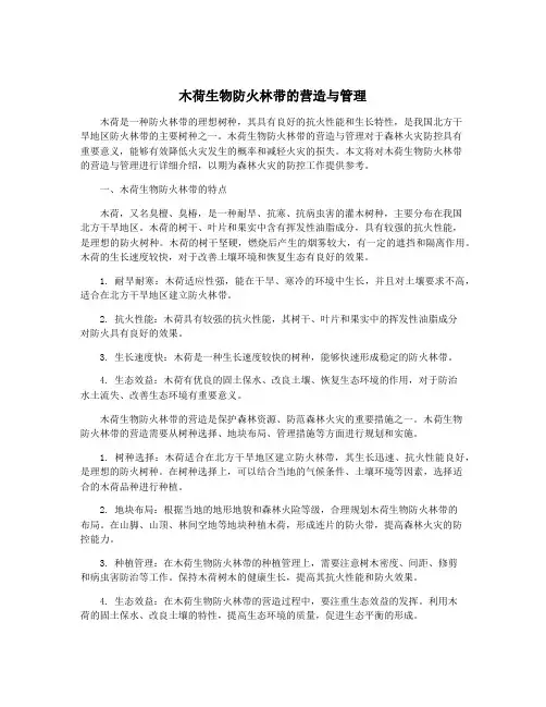木荷生物防火林带的营造与管理