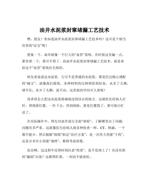 油井水泥浆封窜堵漏工艺技术