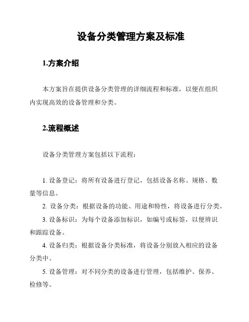设备分类管理方案及标准