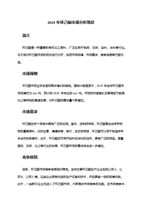 2024年环己酮市场分析现状