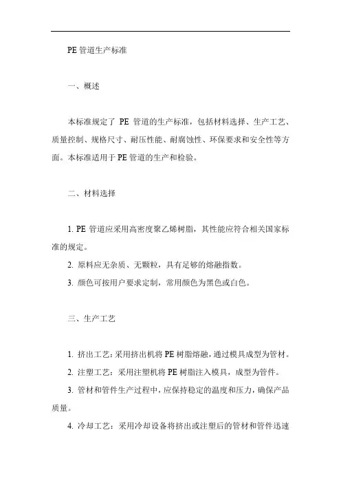 pe管道生产标准