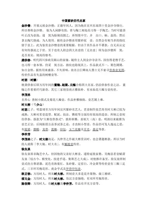 中国紫砂历代名家