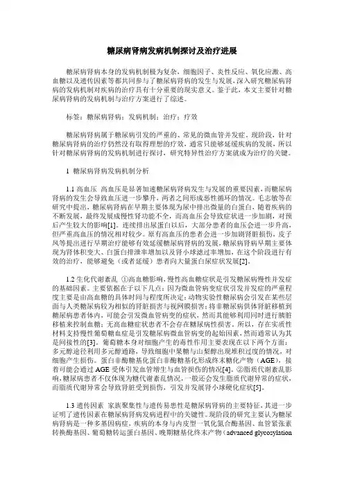 糖尿病肾病发病机制探讨及治疗进展