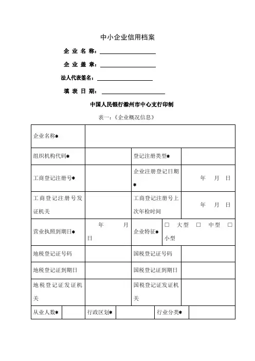 中小企业信用档案表23页word