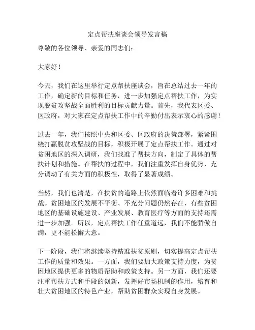 定点帮扶座谈会领导发言稿