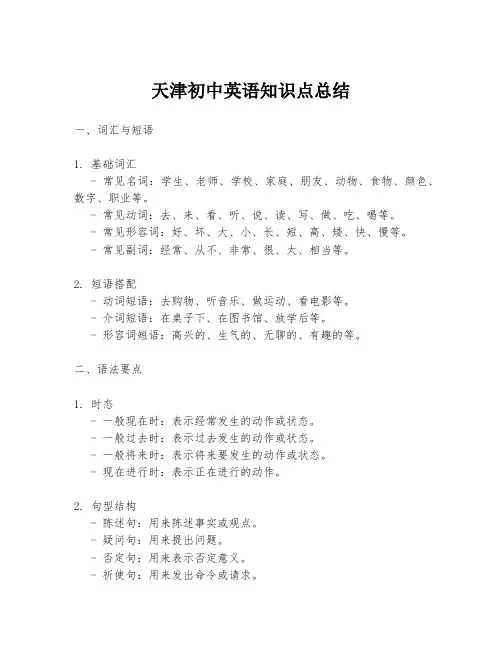 天津初中英语知识点总结