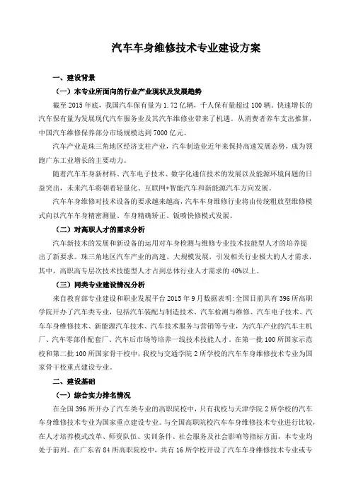 汽车车身维修技术专业建设方案