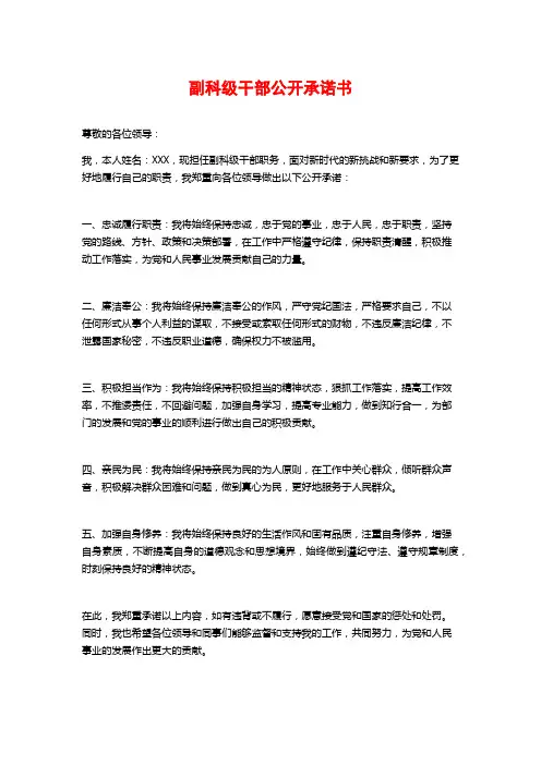 副科级干部公开承诺书