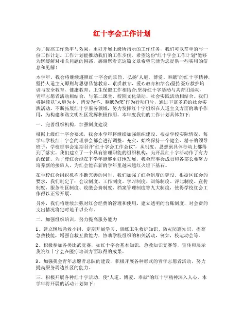 红十字会工作计划