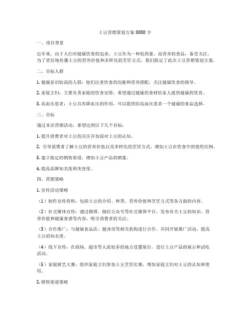 土豆营销策划方案3000字