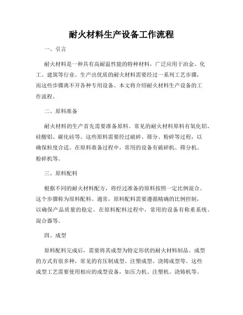 耐火材料生产设备工作流程