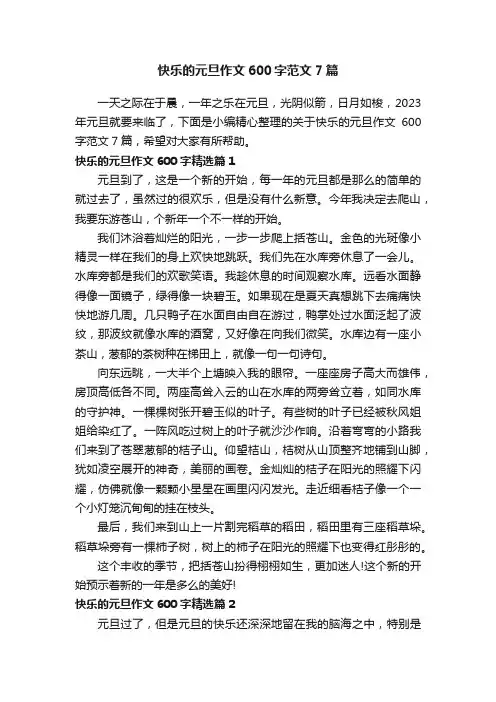 快乐的元旦作文600字范文7篇
