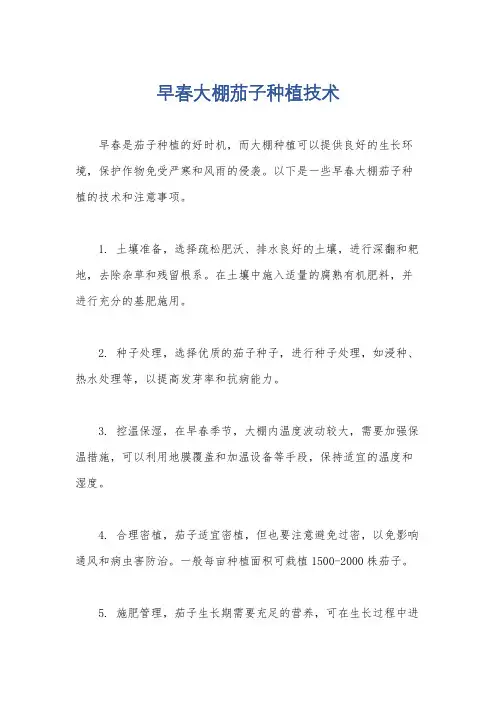 早春大棚茄子种植技术
