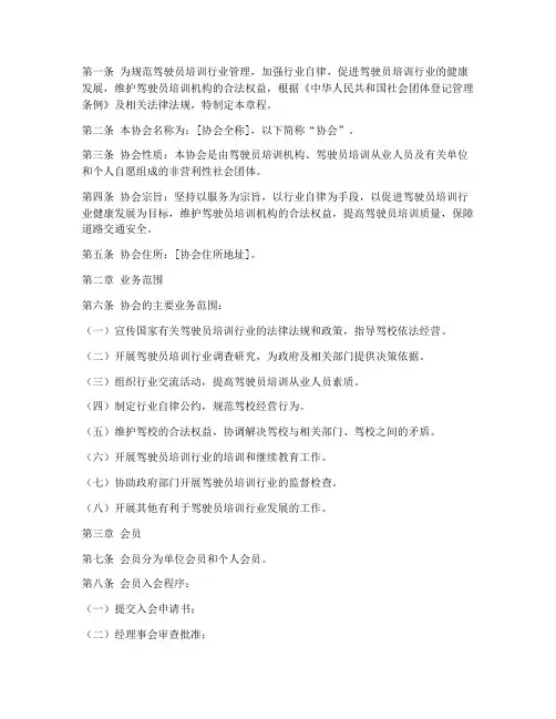 成立驾驶员协会章程模板