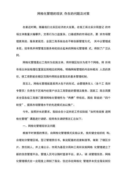 网格化管理的现状、存在的问题及对策