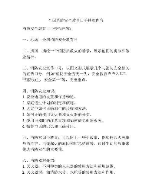 全国消防安全教育日手抄报内容