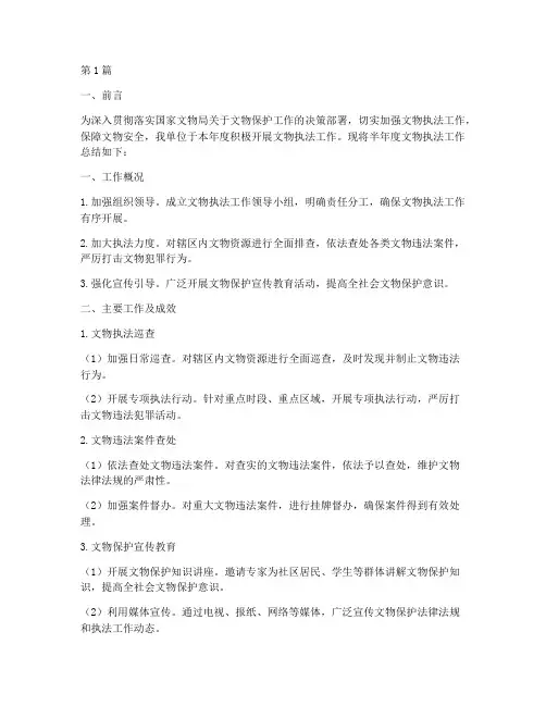 文物执法半年度总结(3篇)