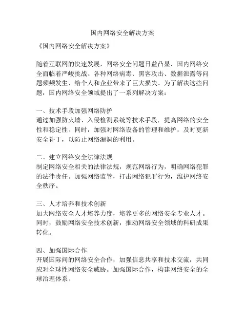 国内网络安全解决方案