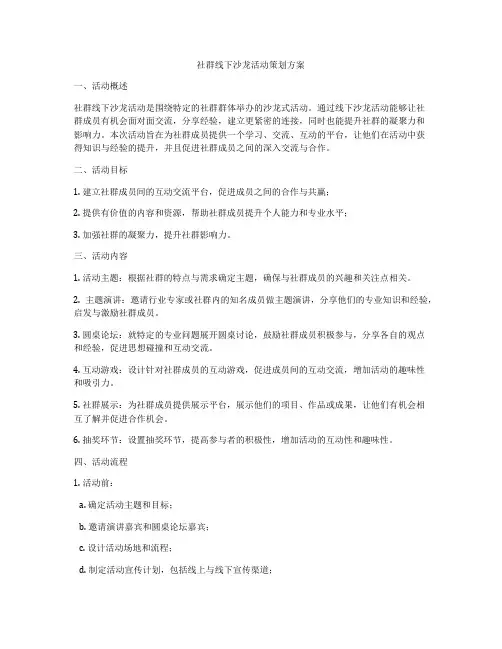 社群线下沙龙活动策划方案