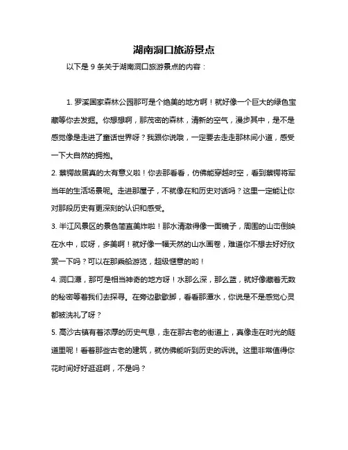 湖南洞口旅游景点