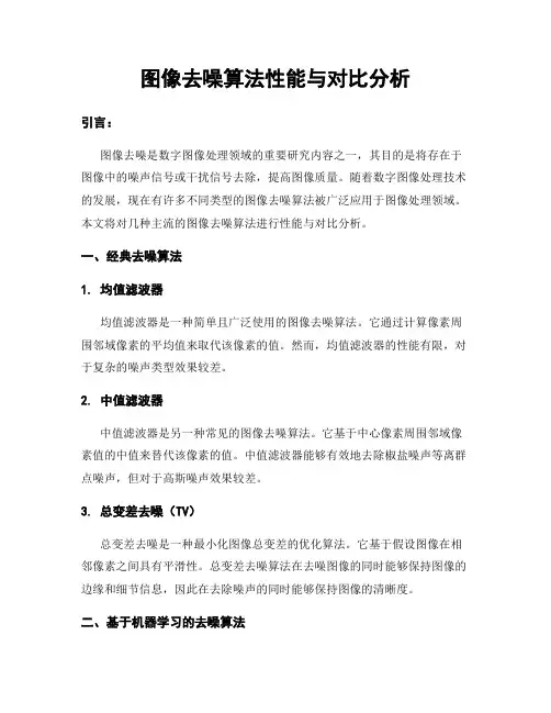 图像去噪算法性能与对比分析