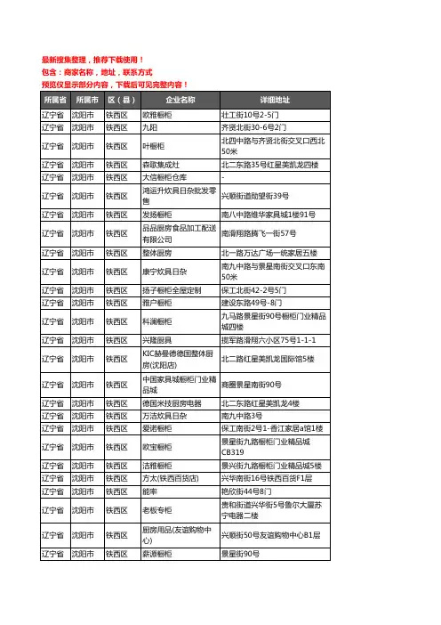 新版辽宁省沈阳市铁西区厨卫电器企业公司商家户名录单联系方式地址大全87家