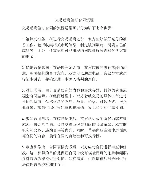 交易磋商签订合同流程
