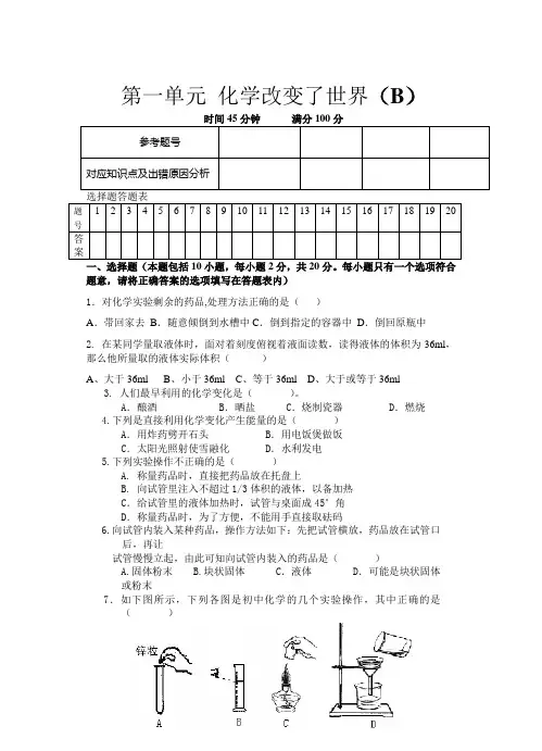 第一单元《化学改变了世界》测试题 (5-8页)