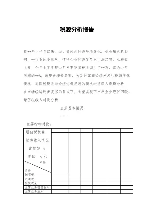 税源分析报告模板