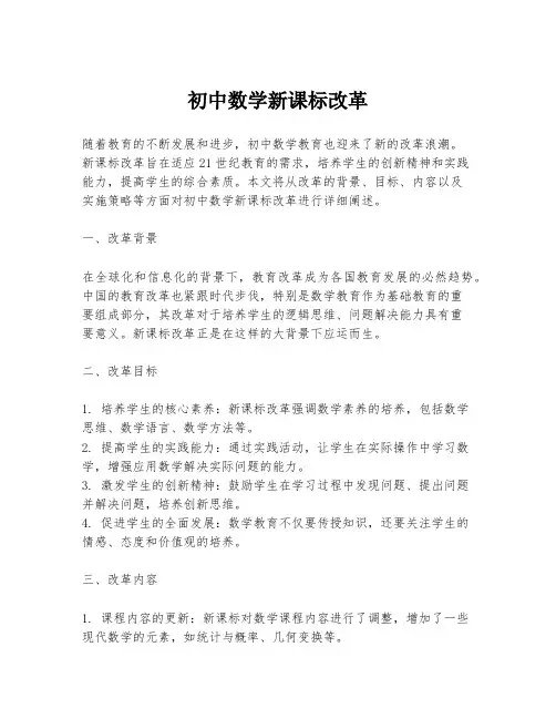 初中数学新课标改革