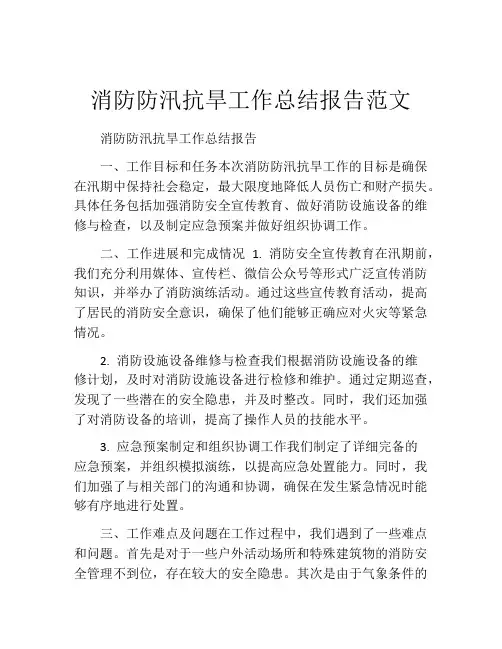 消防防汛抗旱工作总结报告范文