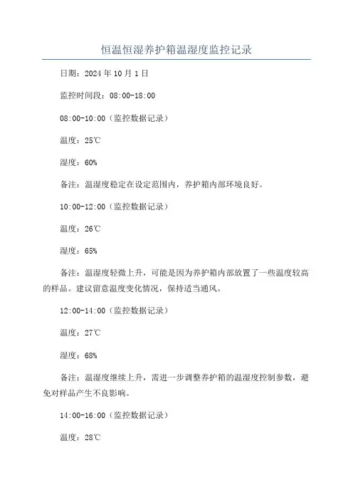 恒温恒湿养护箱温湿度监控记录