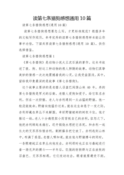读第七条猎狗感想通用10篇