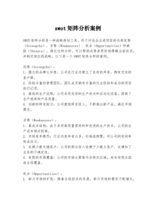 swot矩阵分析案例